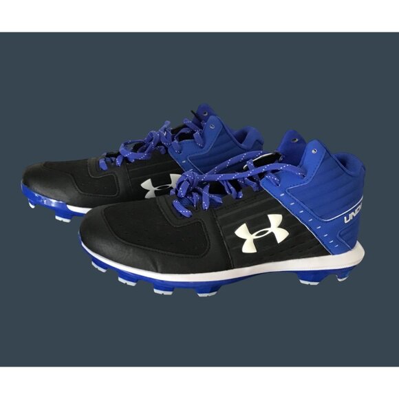 Under Armour Youth Baseball Cleats Size 11.5 Black & Blue Synthetic - Picture 1 of 11